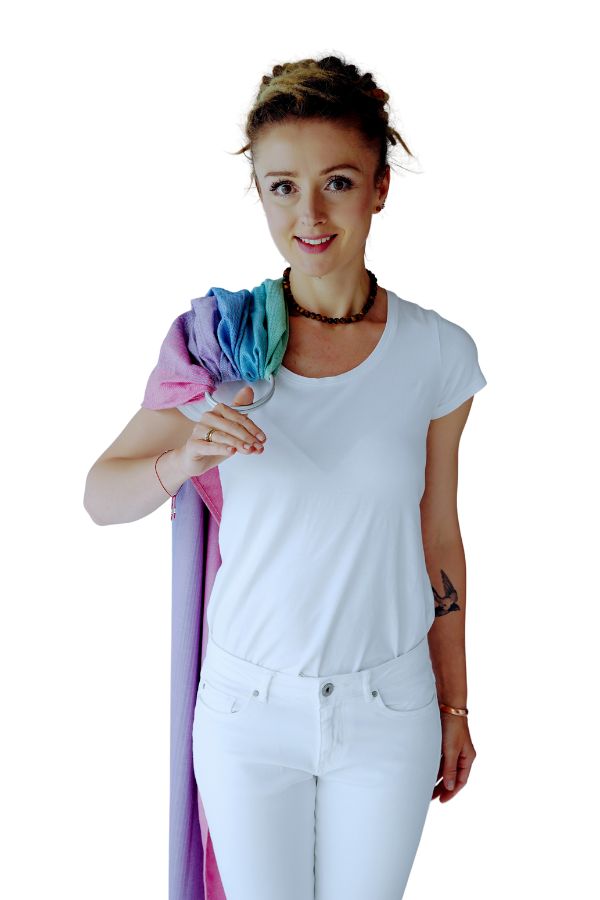 Step 1: Drape sling over shoulder
