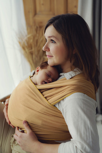 Stretchy Baby Wrap Honey Sun – Soft yellow baby sling from birth