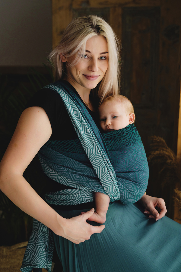 Baby Sling Jade Cube size 6 – green-grey wrap carrier from newborn