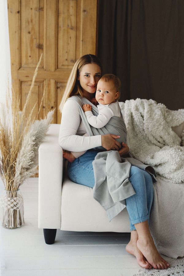 Grey Gray Moonstone Baby Wrap – 4.6 m | for newborns and infants