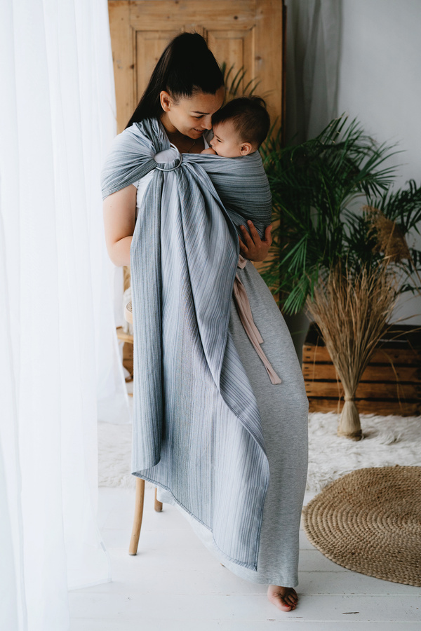 Grey Angelite ring sling M – for quick, everyday babywearing