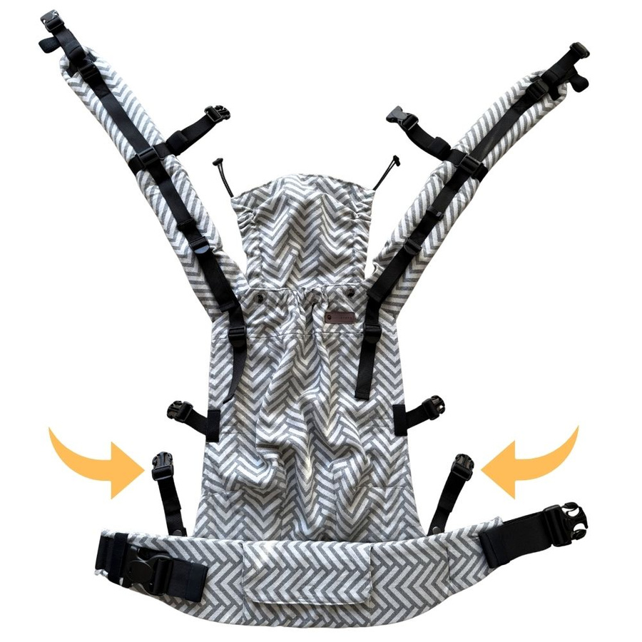 Bottom belts fastener for non-sitting children - Prime Carrier