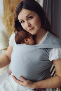 Stretchy Baby Wrap Misty Grey/2nd class – Light grey cotton baby sling for newborns