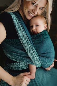 Baby Sling Jade Cube size 7 – green-grey wrap carrier from newborn