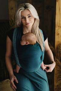 Baby Sling Jade Cube size 9 – green-grey wrap carrier from newborn