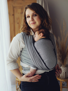 Baby Sling Zen Path size 5 – Black & White Woven Wrap with Recycled Cotton