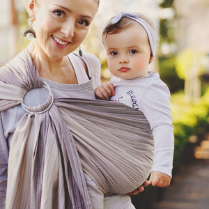 Bamboo Quartz M – a beige ring sling for carrying newborns and infants