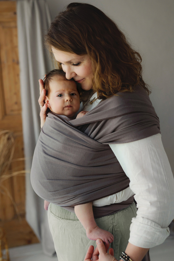 Stretchy Wrap Silent Earth – Brown Cotton Baby Wrap Suitable from Birth