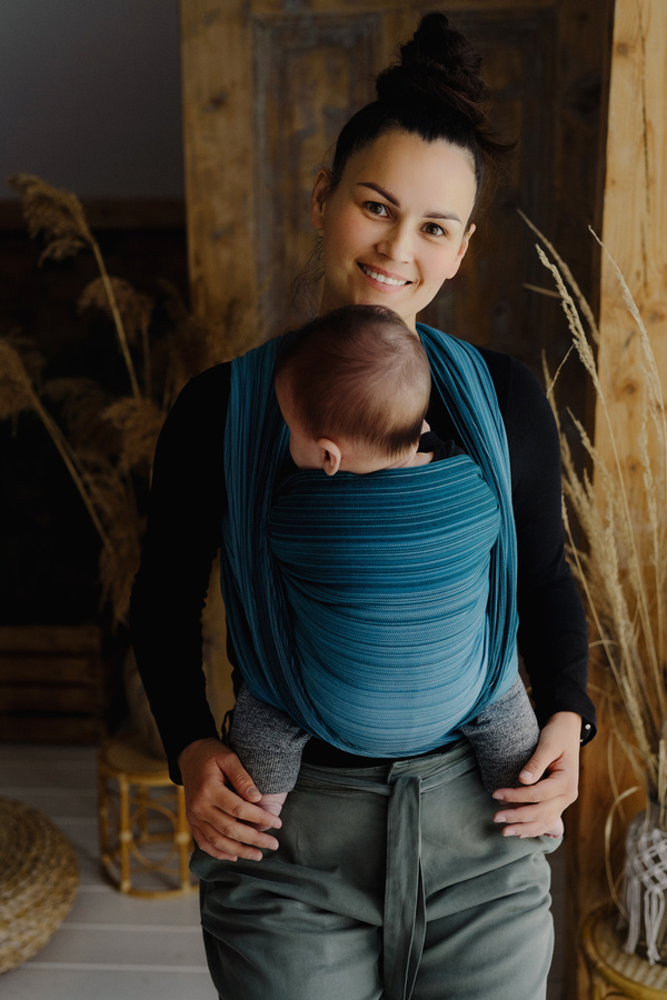 Blue Boleite baby wrap – ergonomic newborn babywearing (size 6)