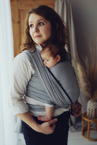Baby Sling Zen Path size 5 – Black & White Woven Wrap with Recycled Cotton