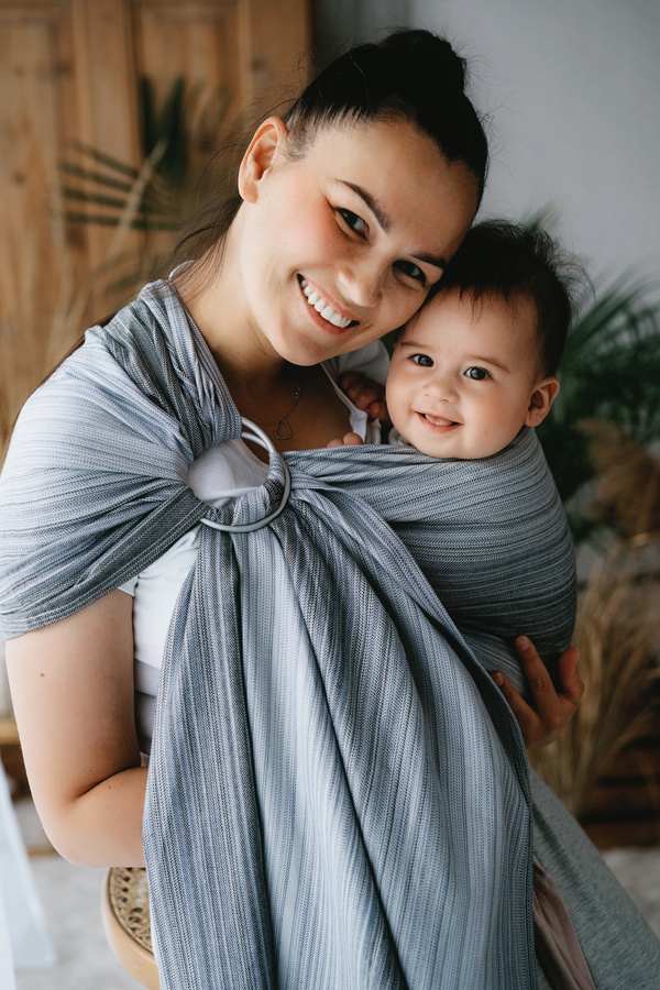Grey Angelite ring sling M – for quick, everyday babywearing