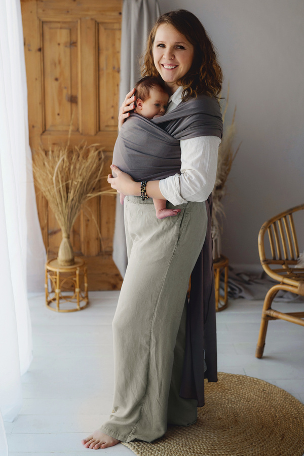 Stretchy Wrap Silent Earth – Brown Cotton Baby Wrap Suitable from Birth