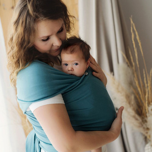 Stretchy Baby Wrap Deep Water – Dark Turquoise Cotton Baby Sling from Birth