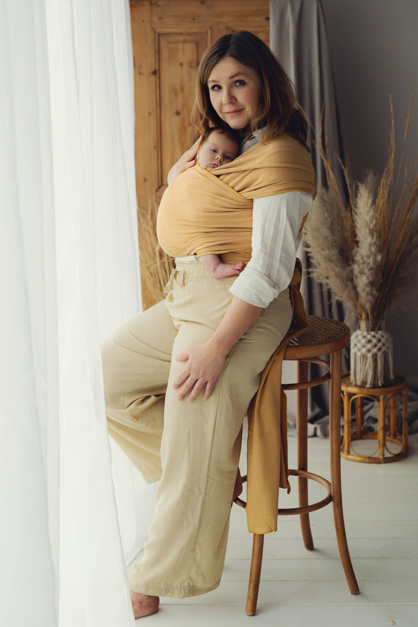 Stretchy Baby Wrap Honey Sun – Soft yellow baby sling from birth