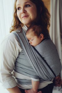 Baby Sling Zen Path size 6 – Black & White Woven Wrap with Recycled Cotton