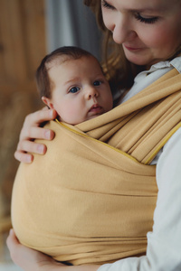 Stretchy Baby Wrap Honey Sun – Soft yellow baby sling from birth
