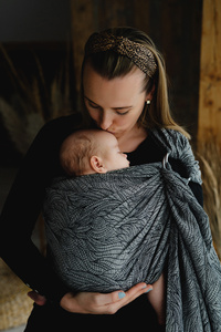 Ring sling Linen Night Wildness - size L (2,3 m)