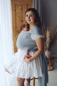 Stretchy Baby Wrap Misty Grey/2nd class – Light grey cotton baby sling for newborns