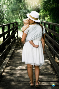 Ring sling Linen Silver Wildness - size S (1,7 m)